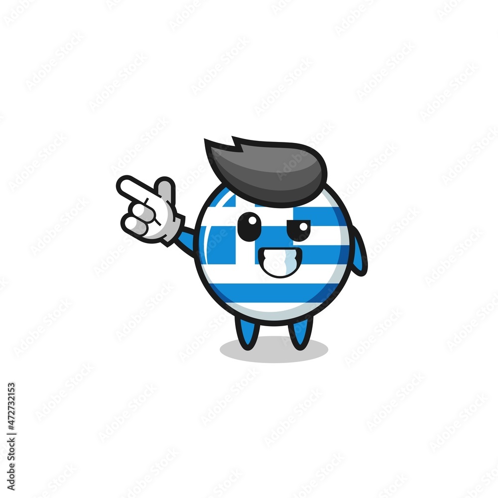 greece mascot pointing top left