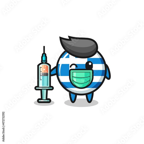 greece mascot as vaccinator