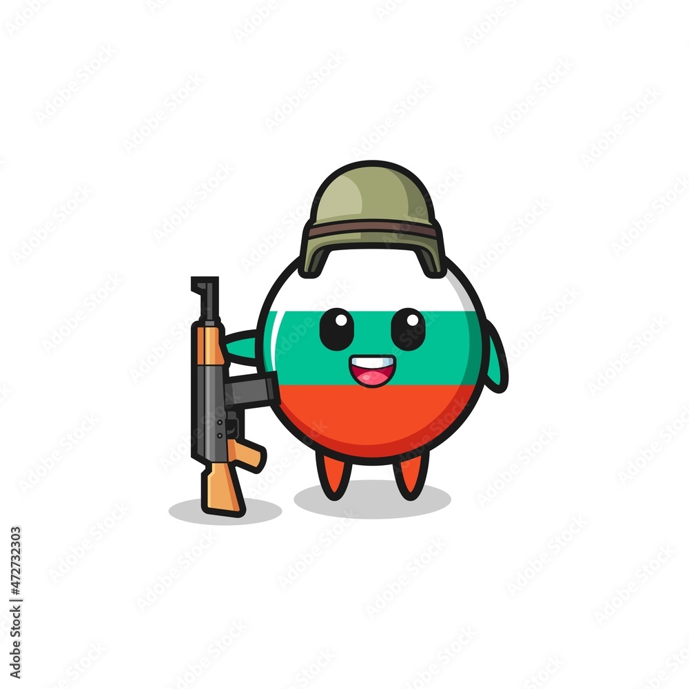 cute bulgaria flag mascot as a soldier