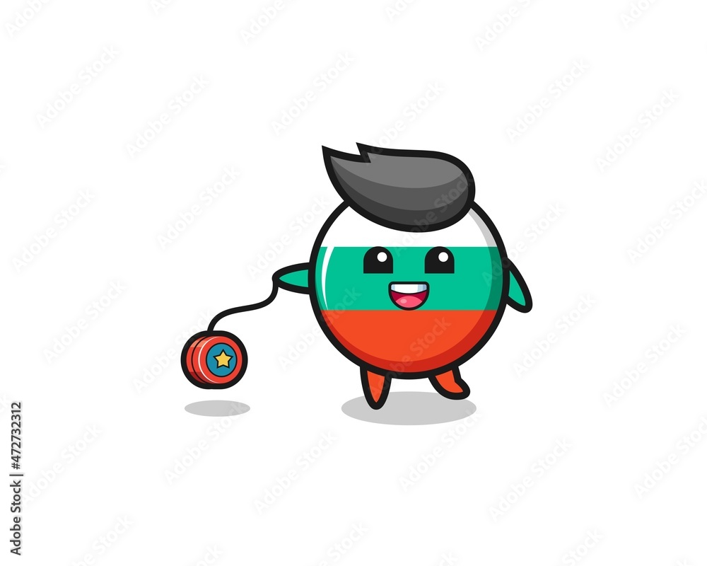 cartoon of cute bulgaria flag playing a yoyo