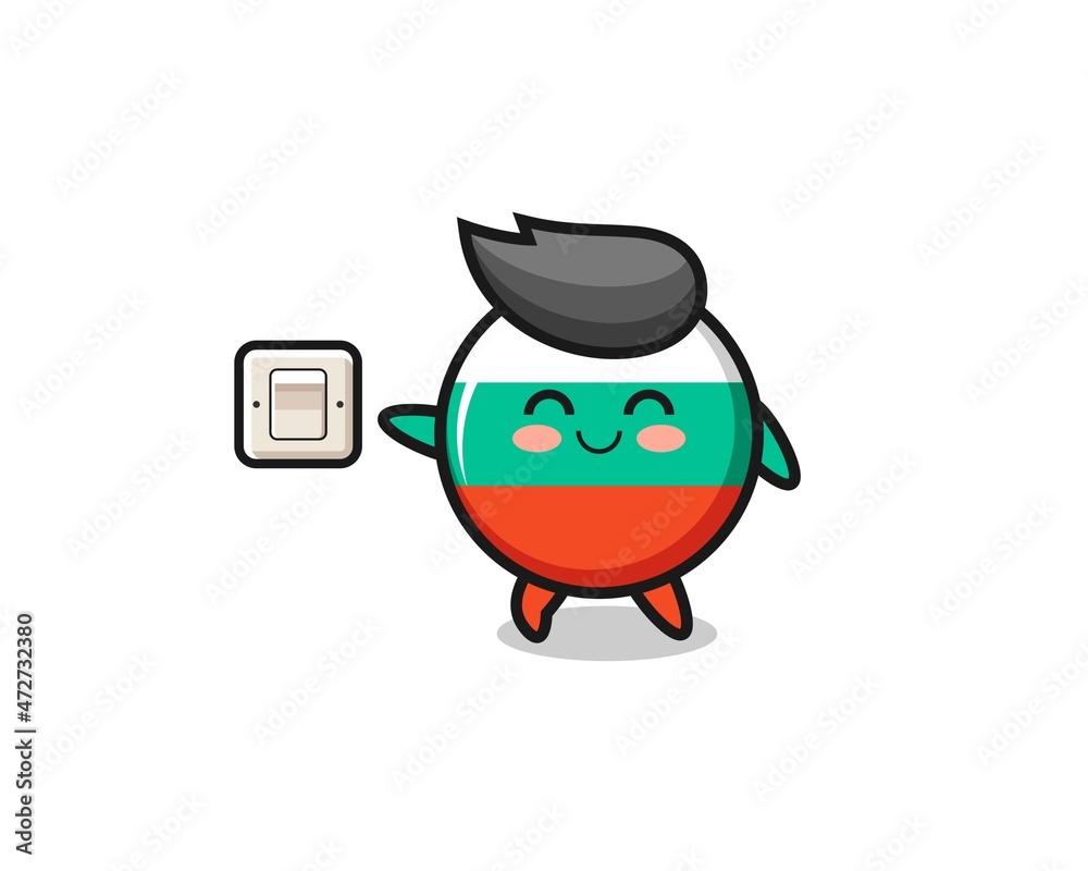 cartoon bulgaria flag is turning off light cartoon bulgaria flag is turning off light