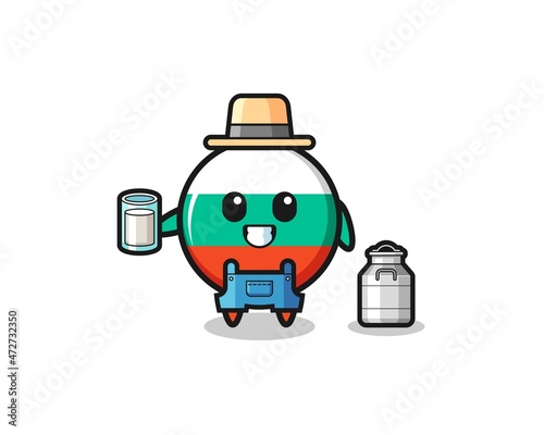bulgaria flag cartoon as the dairy farmer