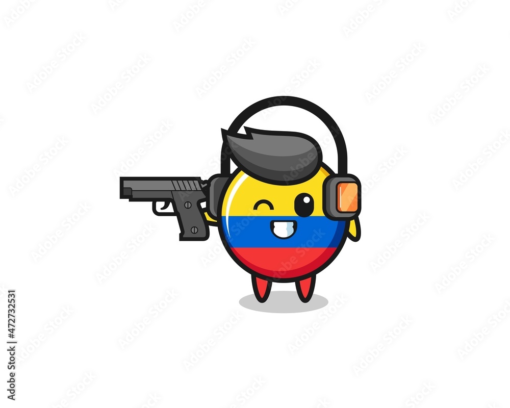 illustration of colombia flag cartoon doing shooting range illustration of colombia flag cartoon doing shooting range