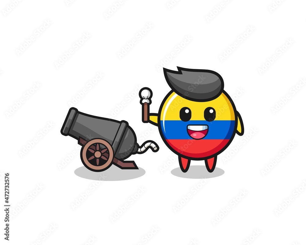 Fototapeta premium cute colombia flag shoot using cannon