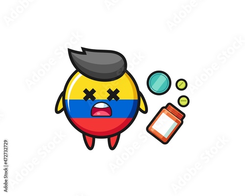 illustration of overdose colombia flag character