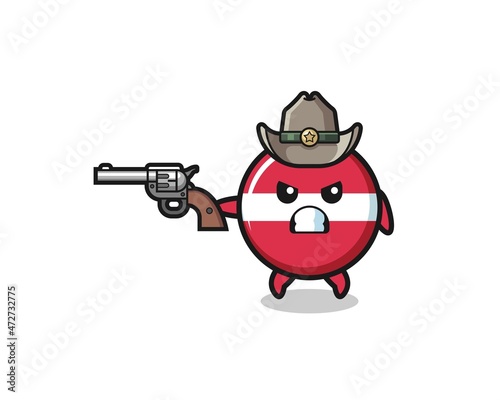 the latvia flag cowboy shooting with a gun