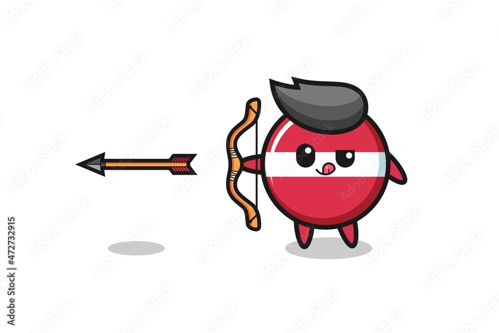 illustration of latvia flag character doing archery