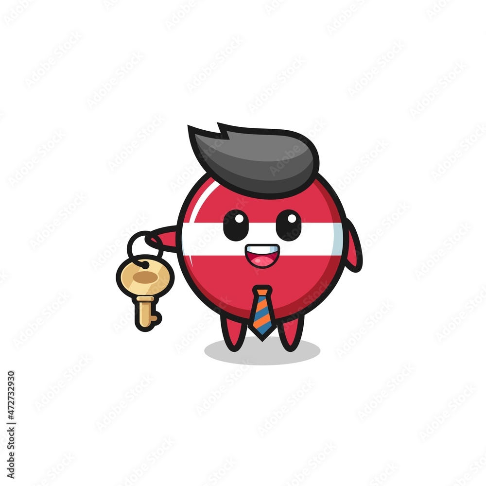 cute latvia flag as a real estate agent mascot