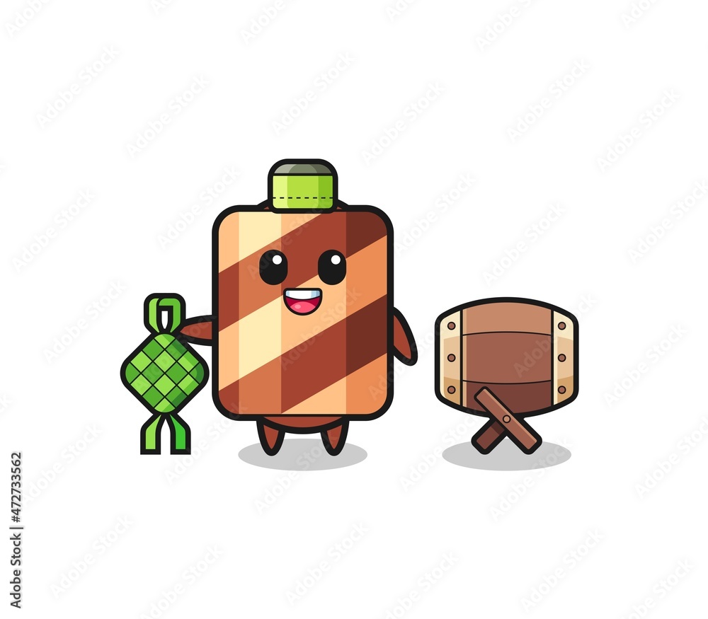 wafer roll muslim character are celebrating Eid Al Fitr wafer roll muslim character are celebrating Eid Al Fitr