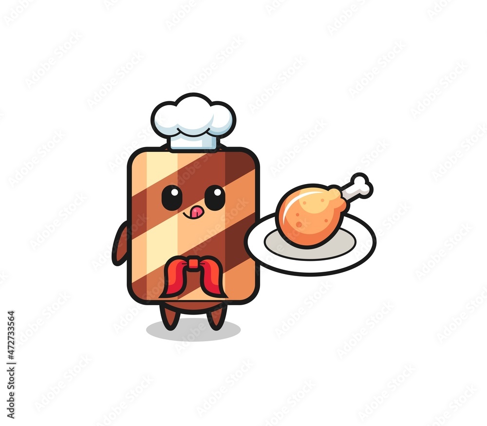 wafer roll fried chicken chef cartoon character wafer roll fried chicken chef cartoon character