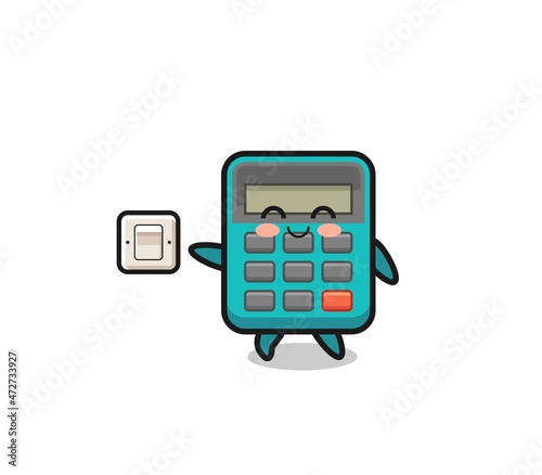cartoon calculator is turning off light