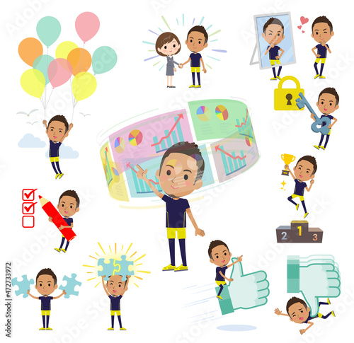 成功やポジティブに関するスポーツウエアを着た黒人男性のセット