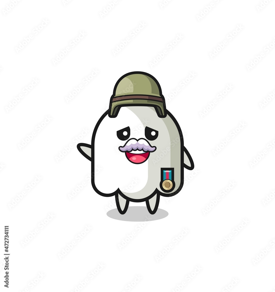 Obraz premium cute ghost as veteran cartoon
