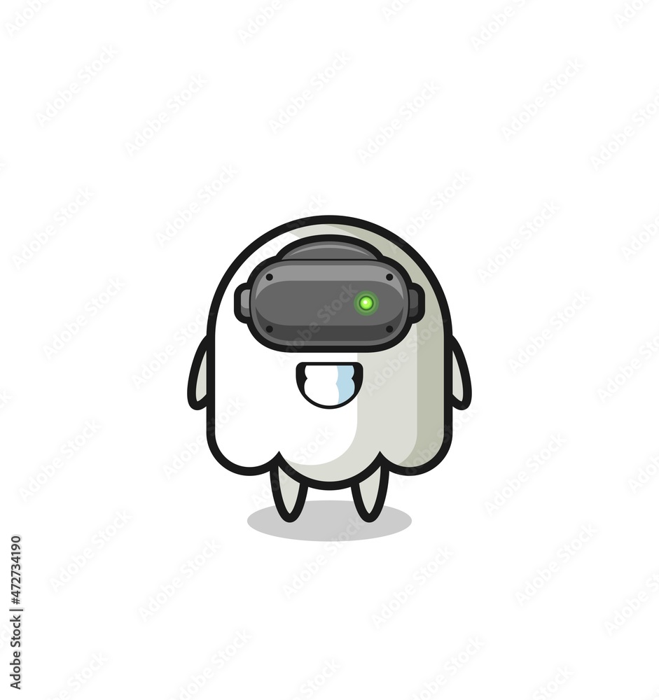 cute ghost using VR headset cute ghost using VR headset