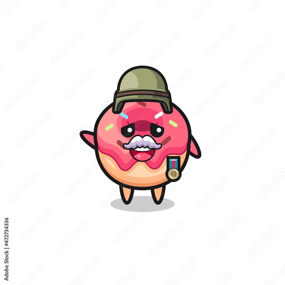 cute doughnut as veteran cartoon