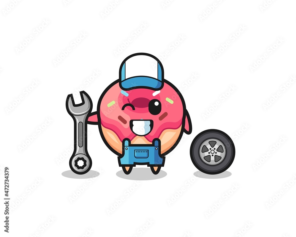the doughnut character as a mechanic mascot