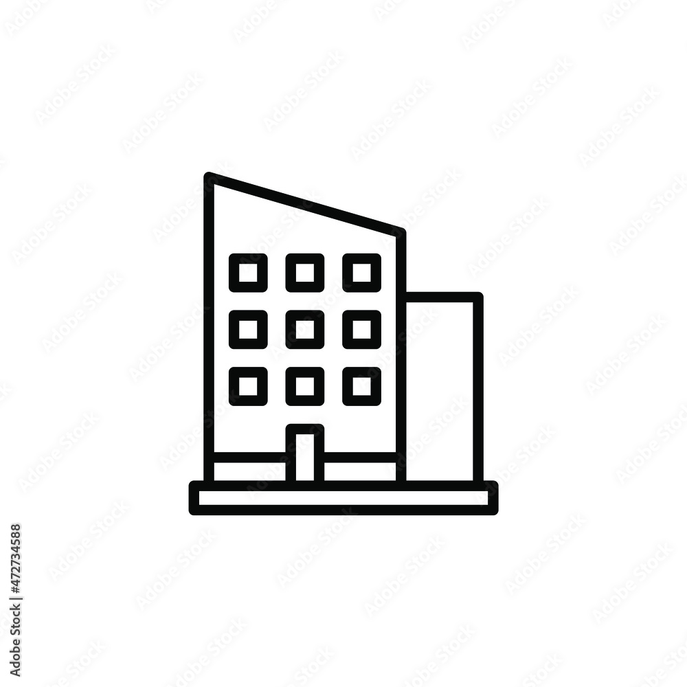 Hotel, Apartment, Townhouse, Residential Line Icon, Vector, Illustration, Logo Template. Suitable For Many Purposes. Hotel, Apartment, Townhouse, Residential Line Icon, Vector, Illustration, Logo Template. Suitable For Many Purposes.