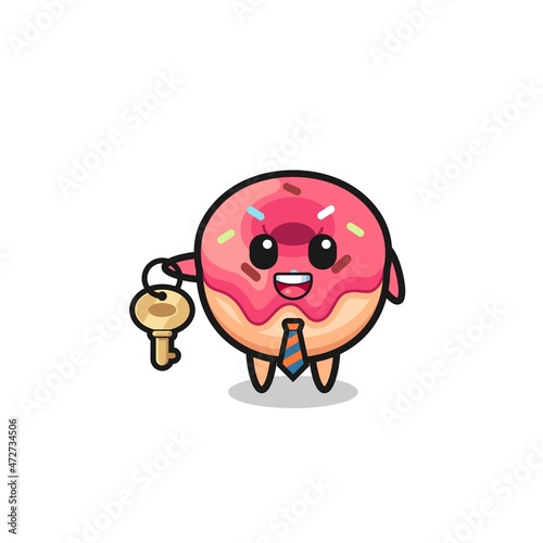 cute doughnut as a real estate agent mascot