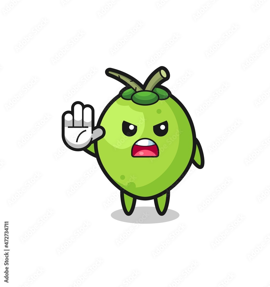coconut character doing stop gesture coconut character doing stop gesture
