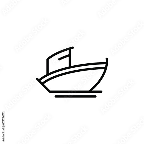 Ship, Boat, Sailboat Line Icon, Vector, Illustration, Logo Template. Suitable For Many Purposes.