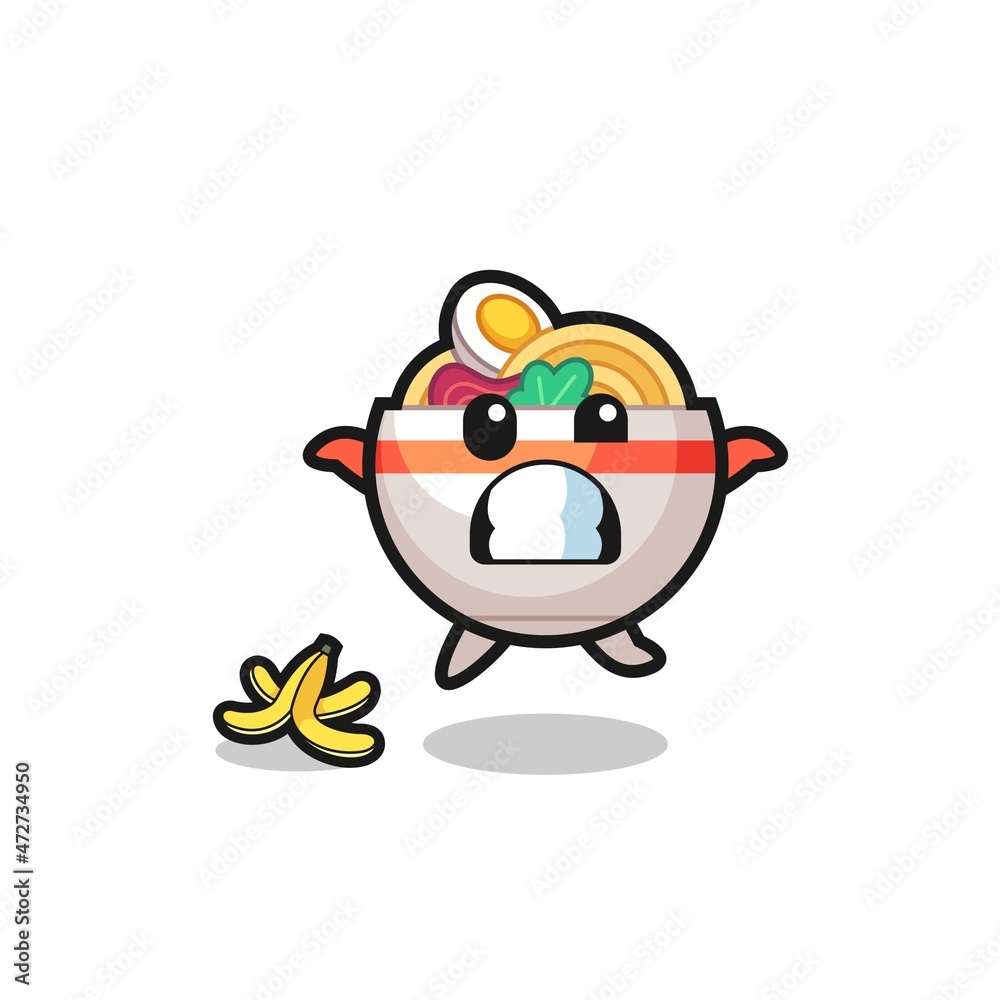 noodle bowl cartoon is slip on a banana peel noodle bowl cartoon is slip on a banana peel