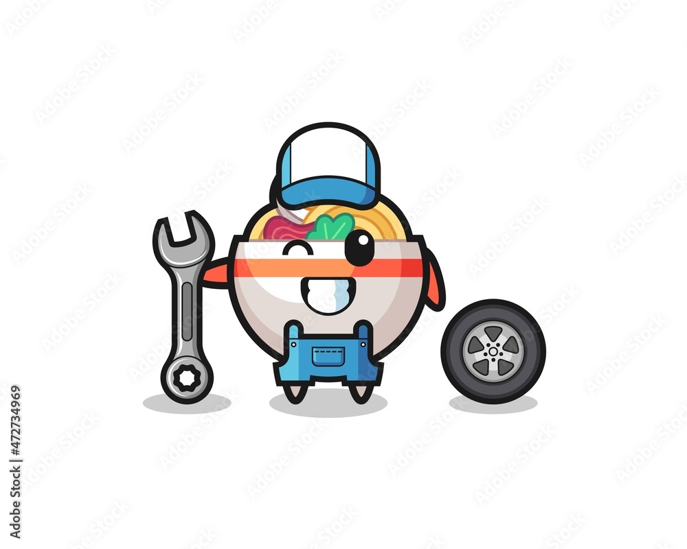 the noodle bowl character as a mechanic mascot the noodle bowl character as a mechanic mascot