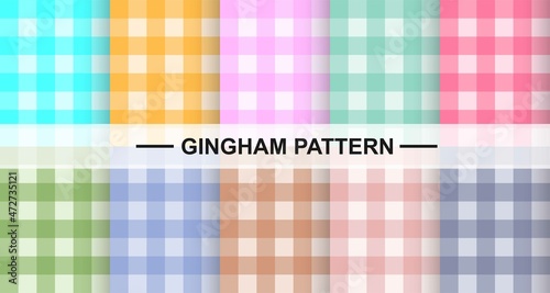 Gingham pattern set textured. vector illustration