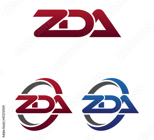 Modern 3 Letters Initial logo Vector Swoosh Red Blue ZDA