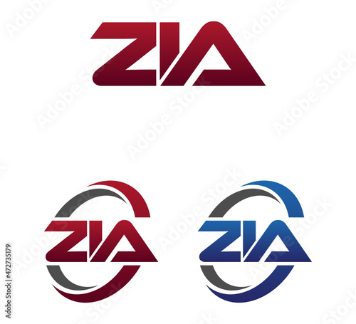 Modern 3 Letters Initial logo Vector Swoosh Red Blue ZIA