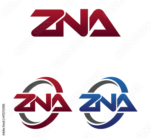 Modern 3 Letters Initial logo Vector Swoosh Red Blue ZNA