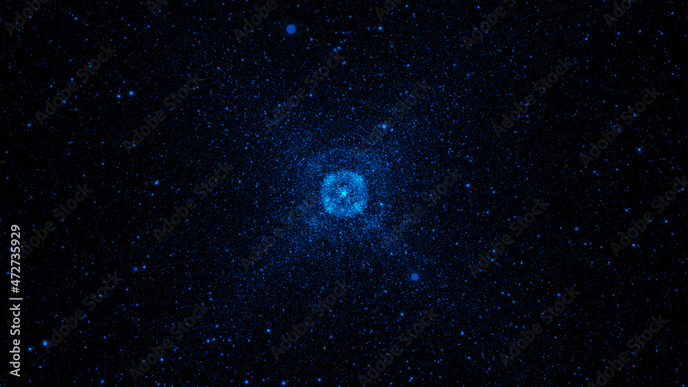 blue glowing abstraction on a black background. space abstraction. 3d rendering blue glowing abstraction on a black background. space abstraction. 3d rendering