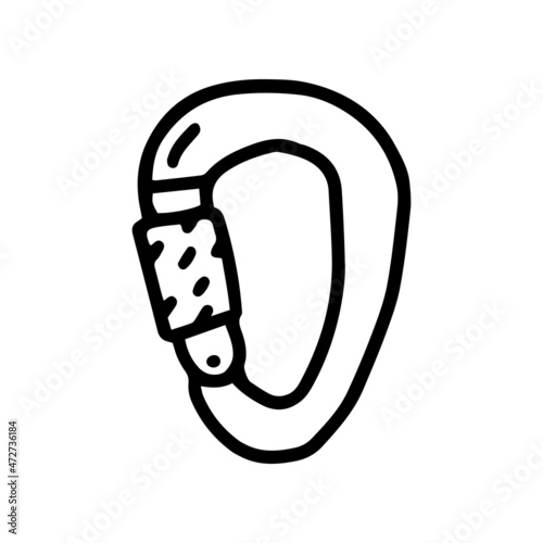 pear shaped carabiner line vector doodle simple icon