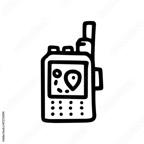 hiking gps navigator line vector doodle simple icon