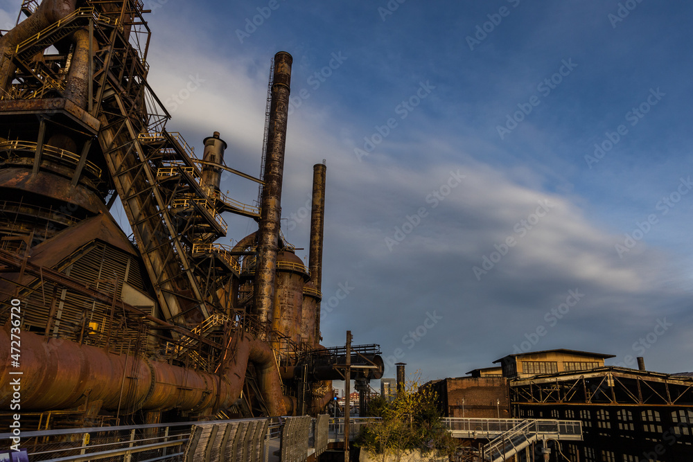 Bethleham PA Steel Stacks at dusk late fall Industrial Christmas Historic Morovian City