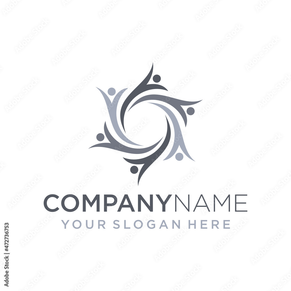Fototapeta premium community of people by forming circle design logo