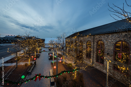 Canvas Print Bethleham PA Steel Stacks at dusk late fall Industrial Christmas Historic Morovi