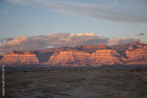 The book cliffs in Utah at sunset