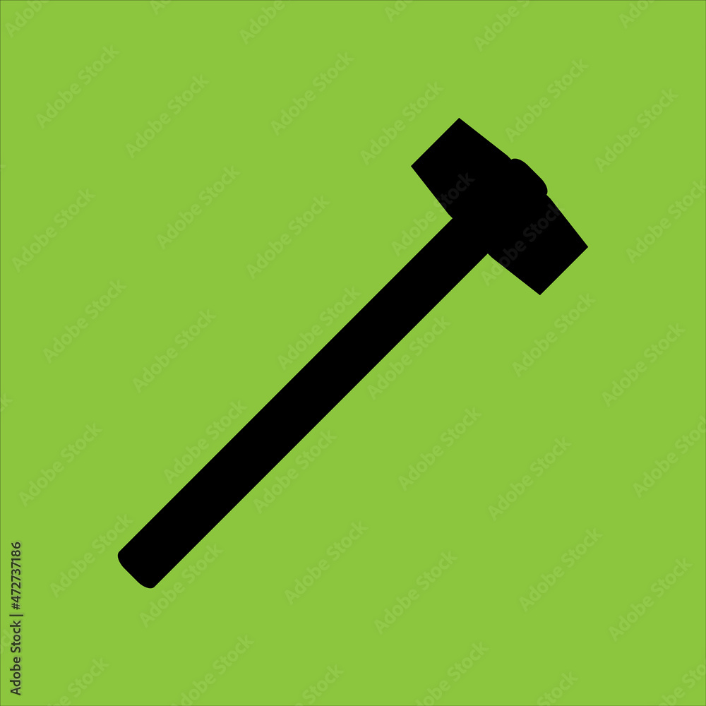 Sledgehammer icon isolated on green background. Sledgehammer icon isolated on green background.