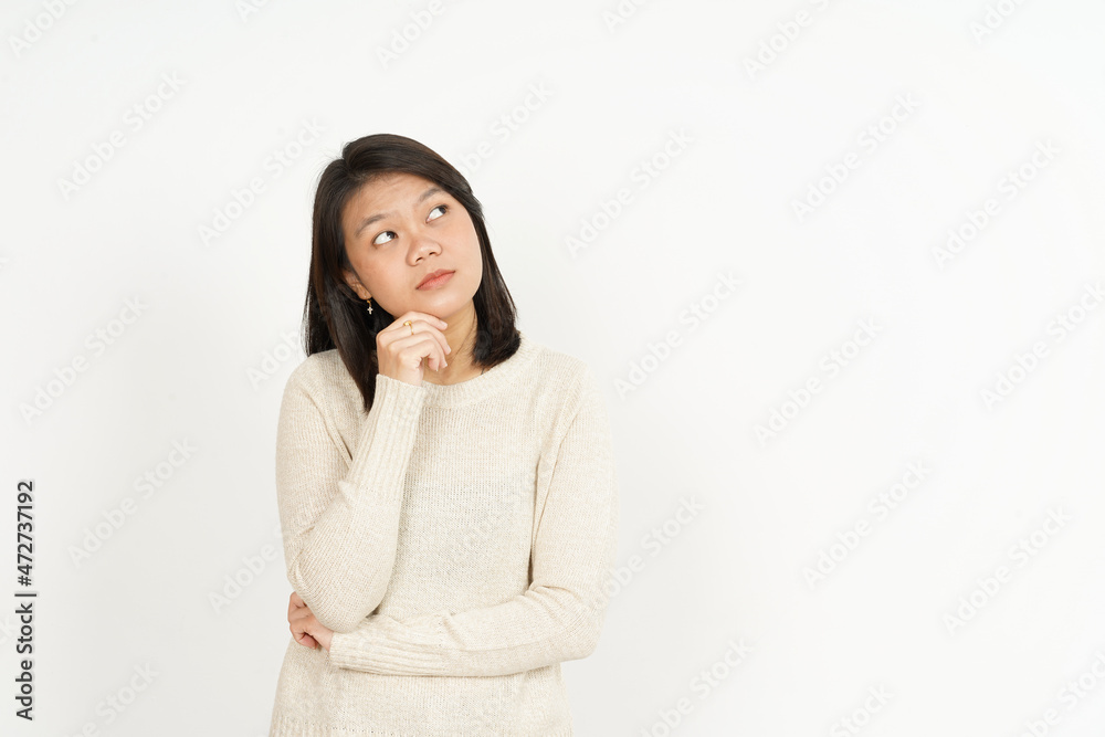 Thinking of Beautiful Asian Woman Isolated On White Background Thinking of Beautiful Asian Woman Isolated On White Background