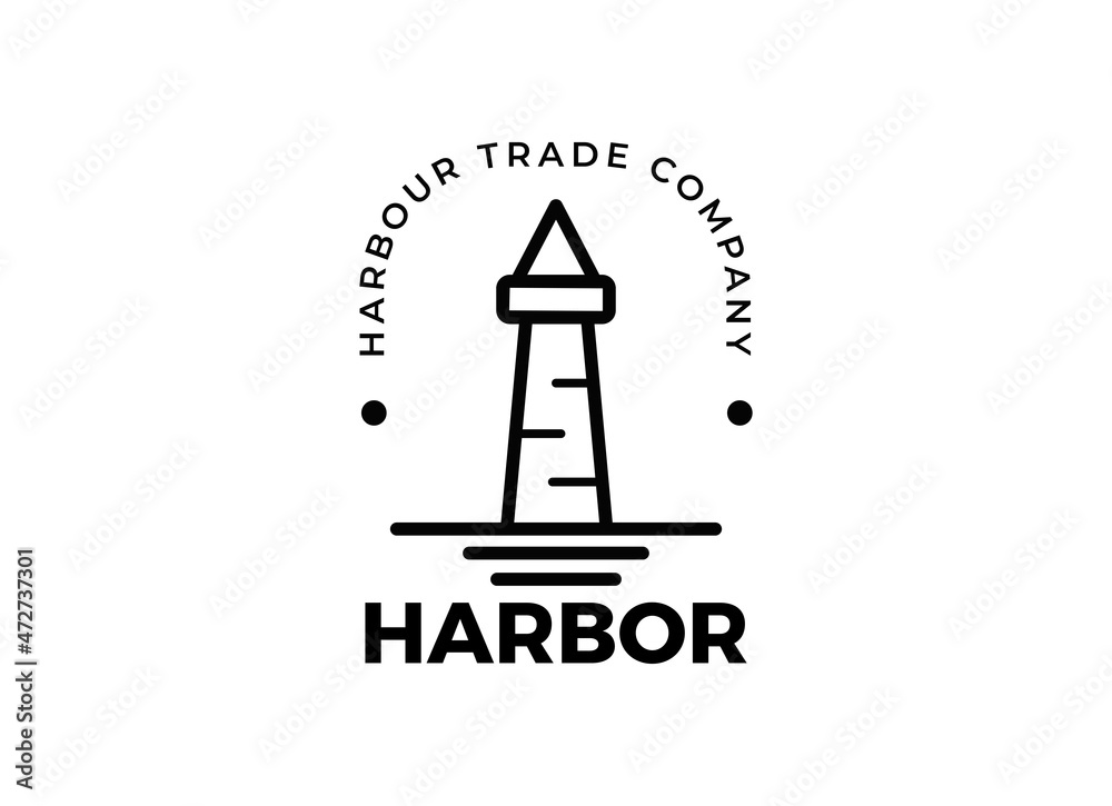 The lighthouse, harbor logo designs inspiration. Minimalist logo The lighthouse, harbor logo designs inspiration. Minimalist logo