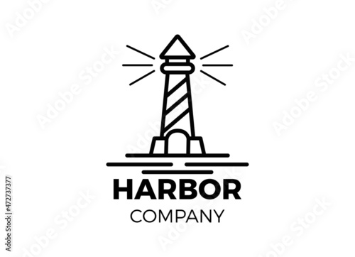 The lighthouse, harbor logo designs inspiration. Minimalist logo