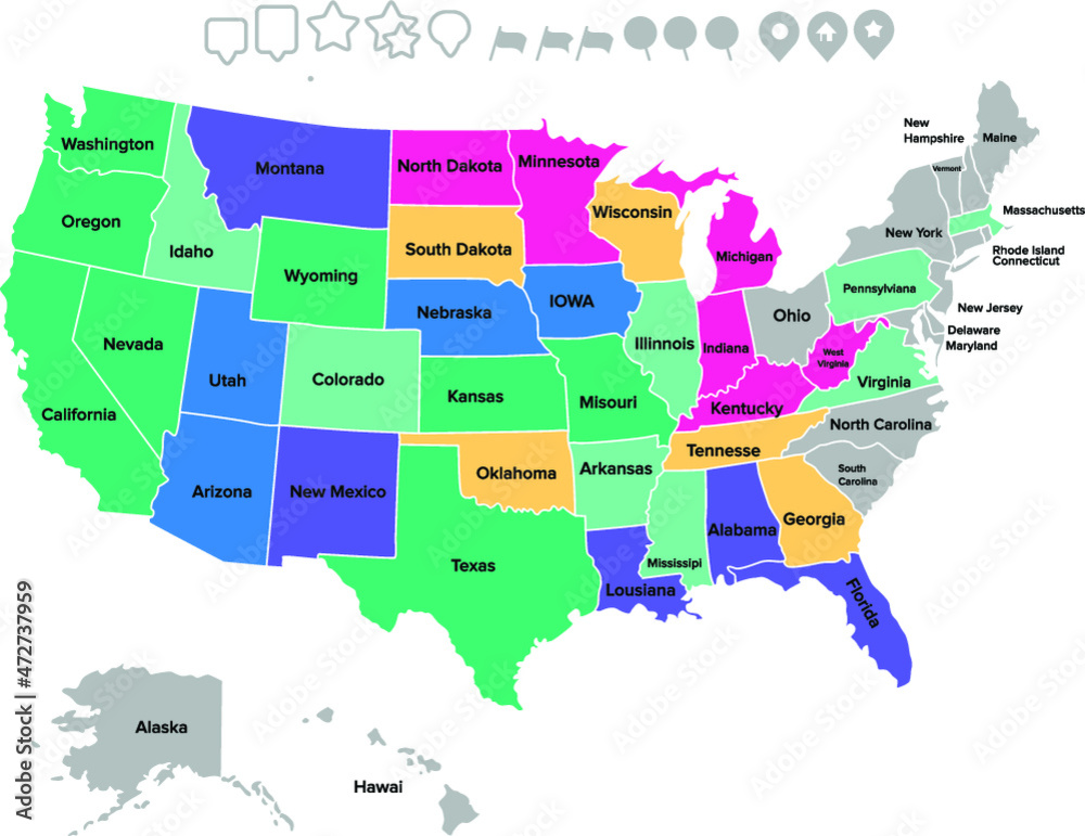 America Map Isolated Stock Vector Adobe Stock