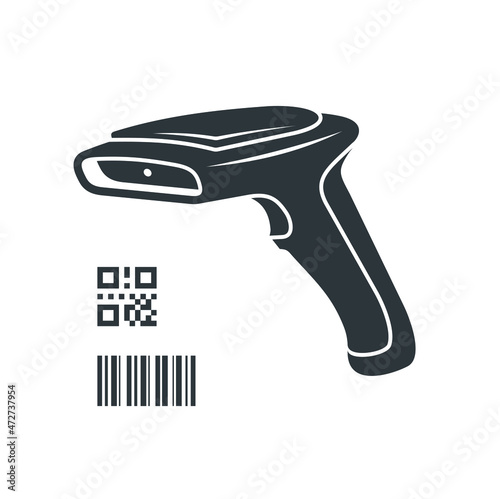 illustration of qr and barcode scanner, vector art.