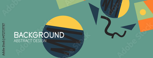 Abstract background. Blocks, lines, triangles, circles composition. Techno or business concept for wallpaper, banner, background, landing page