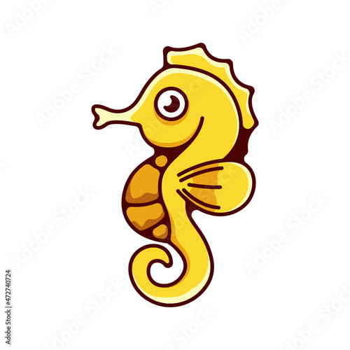 cute seahorse logos, icons, stickers and t-shirts