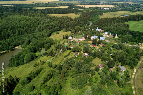Aerial view of Durakovo village, Zhukovsky district, Kaluzhskiy region, Russia photo