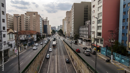 Sao Paulo  Brazil  November 17  2021. Traffic on Francisco Matarazzo Avenue in west side of Sao Paulo city