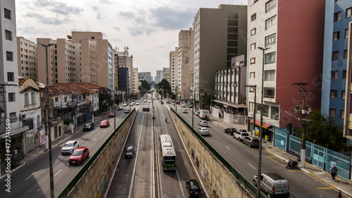 Sao Paulo  Brazil  November 17  2021. Traffic on Francisco Matarazzo Avenue in west side of Sao Paulo city