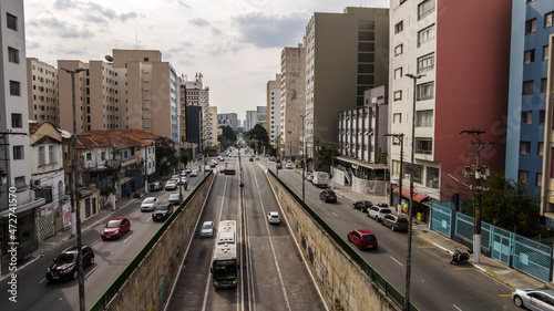 Sao Paulo, Brazil, November 17, 2021. Traffic on Francisco Matarazzo Avenue in west side of Sao Paulo city