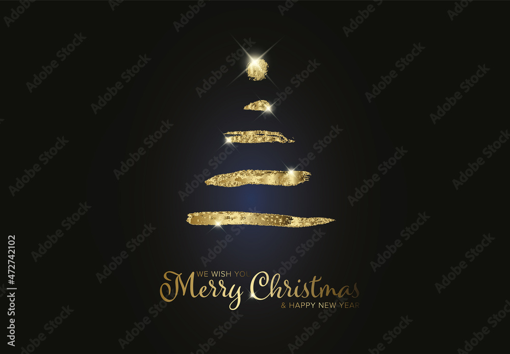 Minimalist Modern Christmas Card with Tree Stock Template | Adobe Stock